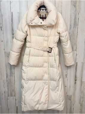 Burberry London Women’s Belted Down Puffer Coat Nova Check AUTHENTICATED